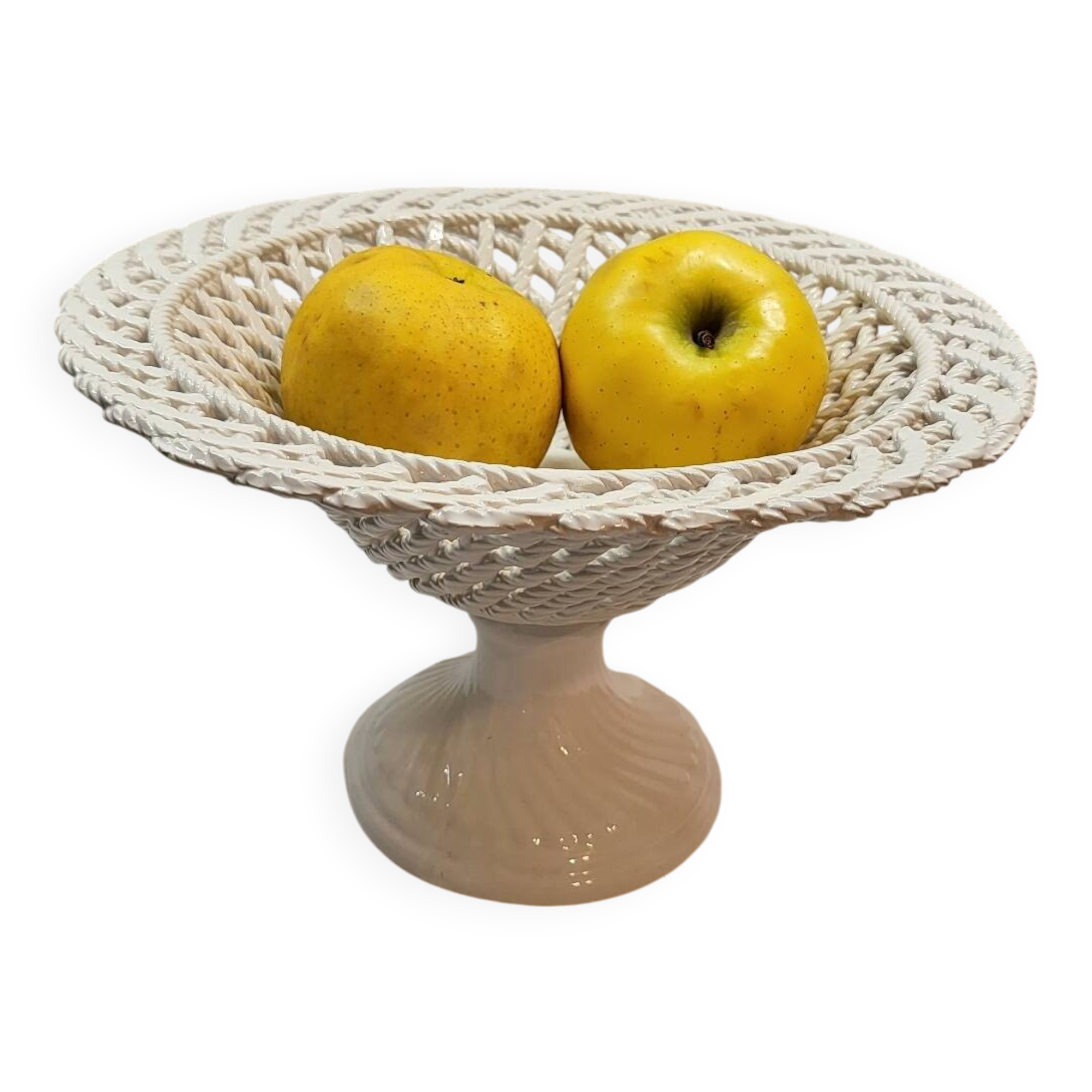 Coupe à Fruits Compotier en Céramique Tressée
