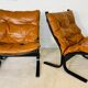 Vintage norwegian mid century leather Seista chairs by Ingmar Relling