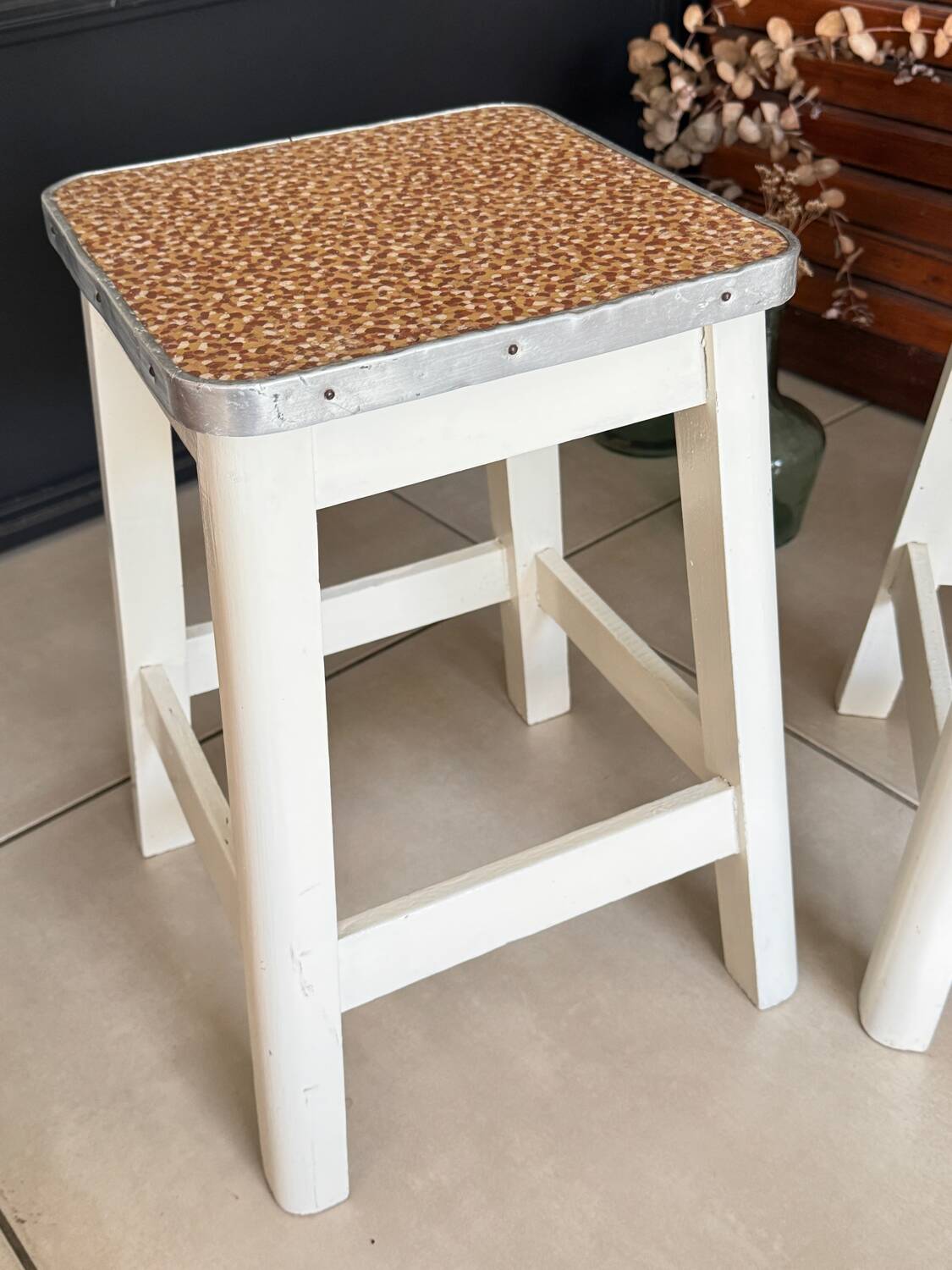 Pair of vintage wooden stools