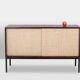 Wenge and raffia sideboard. 1970s.