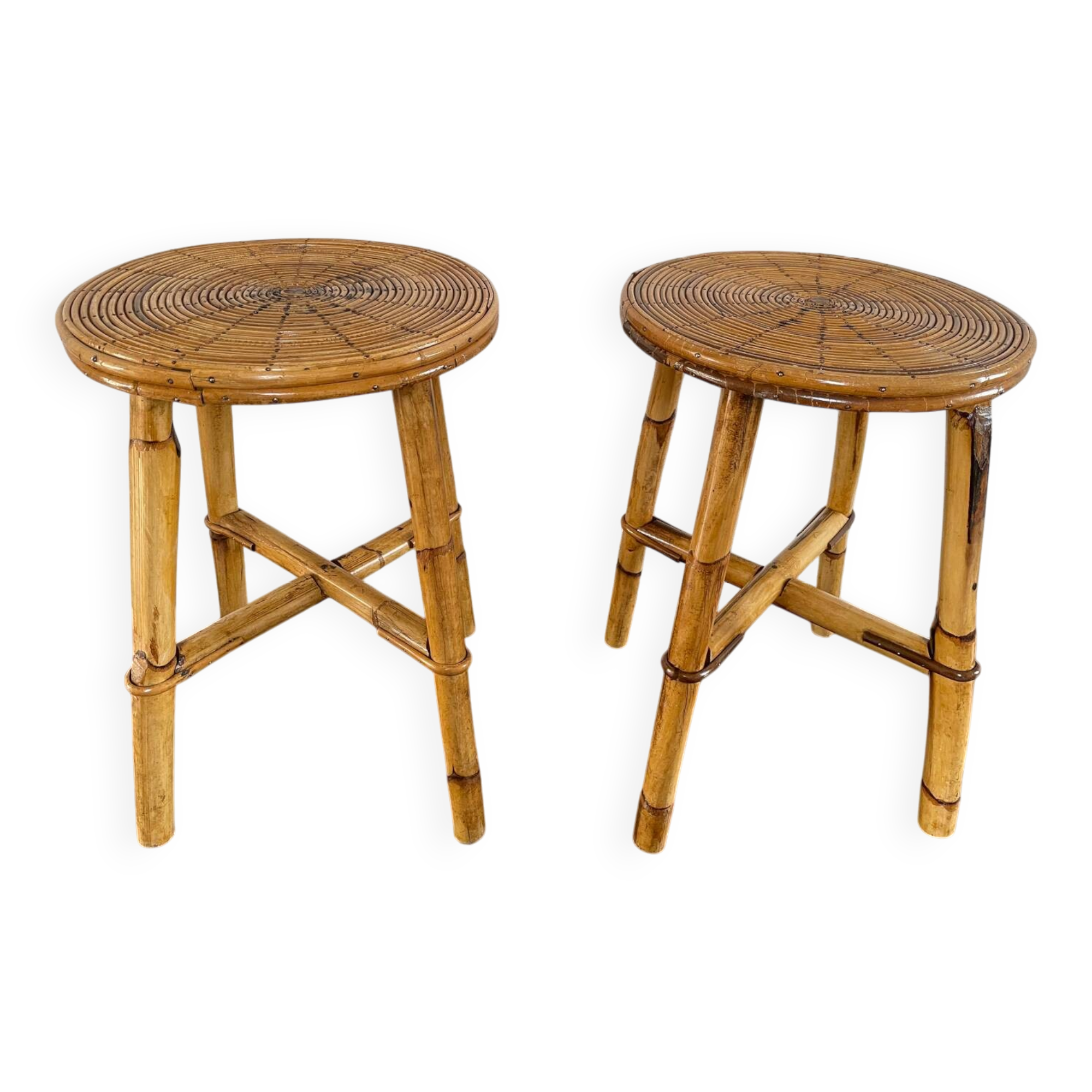 Vintage rattan stools