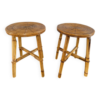 Vintage rattan stools