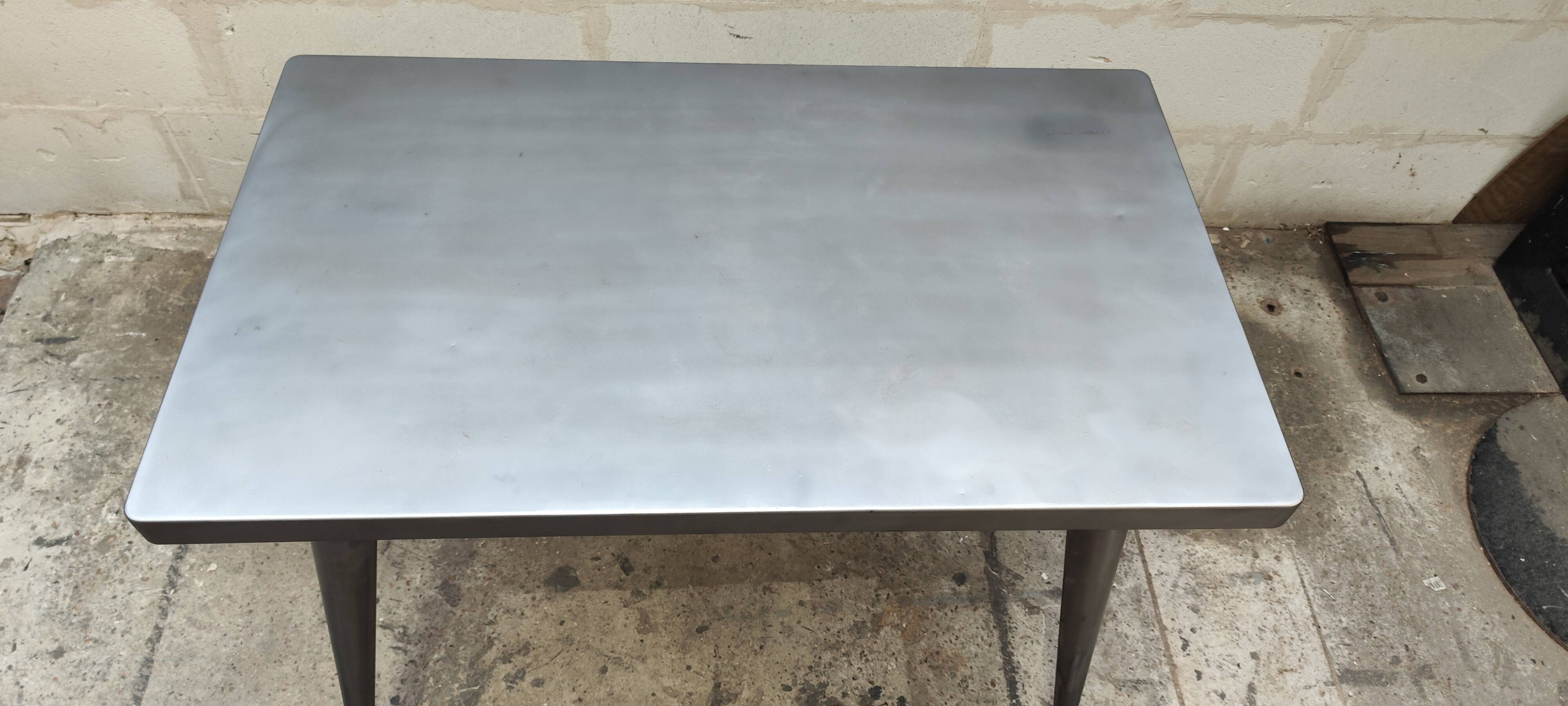 Antique large Tolix A table in brushed metal