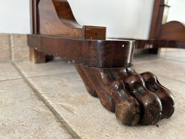 Console d'époque Louis-Philippe, placage d'acajou et marbre