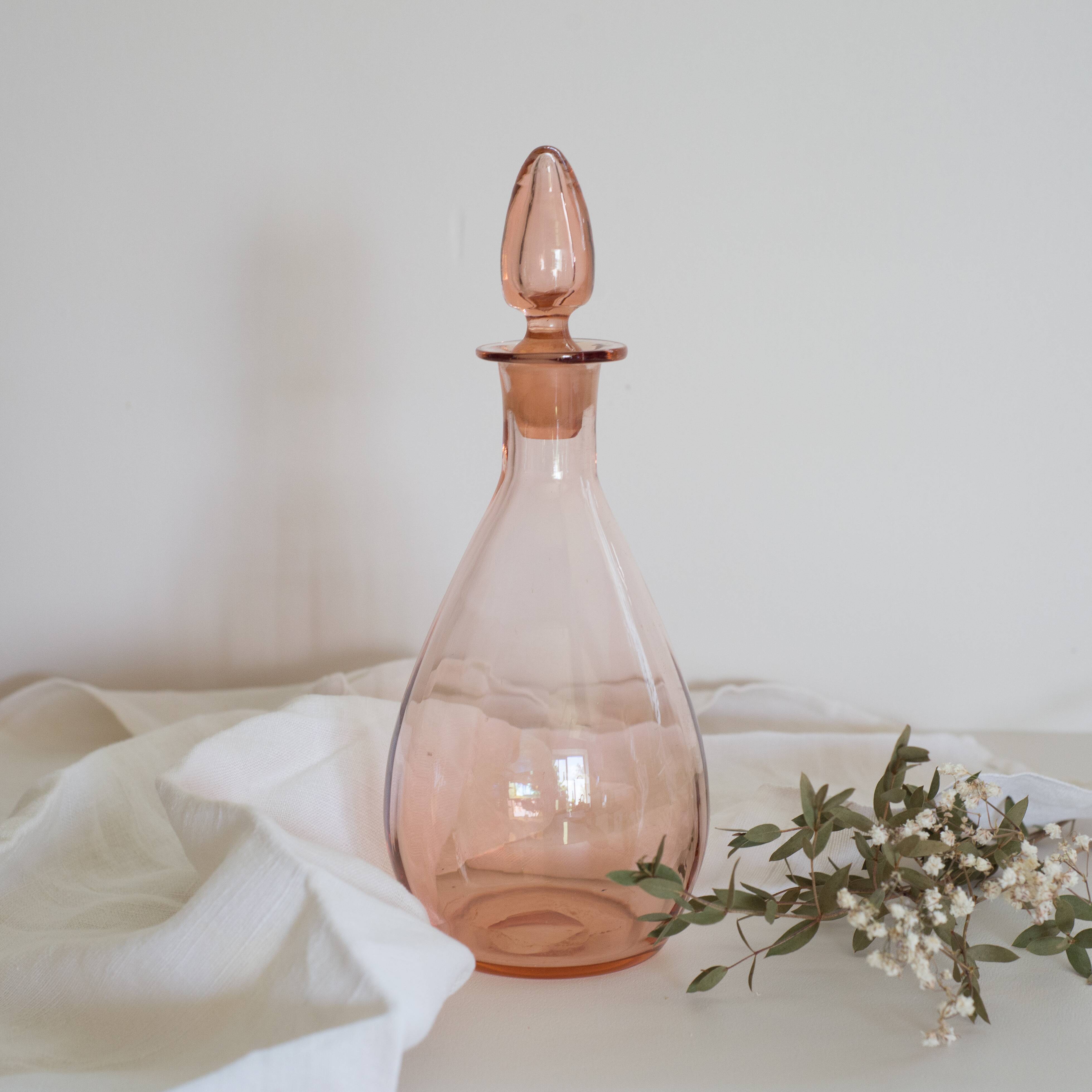 Pink glass bottle