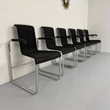 6 chaises noires tubulaires design d'Axel Bruchhäuser modèle D20 bauhaus