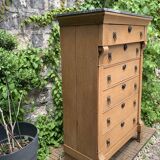 High empire chest of drawers in solid raw oak