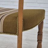 1970s, set of 4 Danish dining chairs in oak wood, green furniture wool.