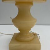 Vintage Alabaster Lamp with Floral Pattern Shade