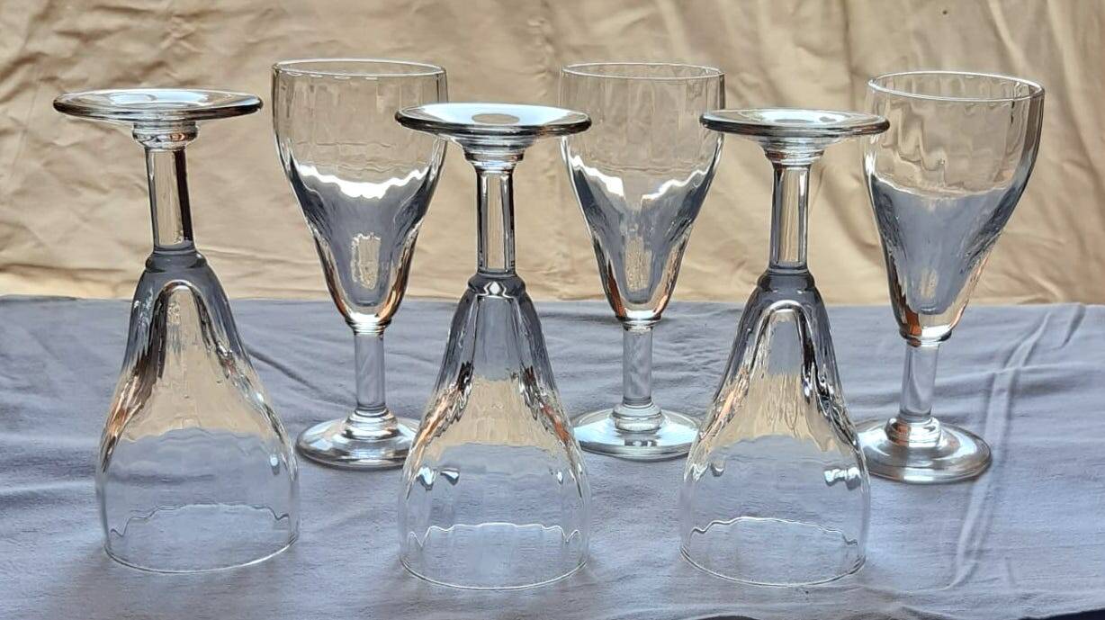 6 blown glass stems, circa 1900