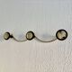 Vintage 1960 gold-plated coat rack with 3 hooks - 45 x 7 cm