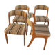 4 chairs wood and fabric 70s