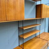 Mid century german teak floating wall unit by Dieter Hilker for Omnia, 1960s