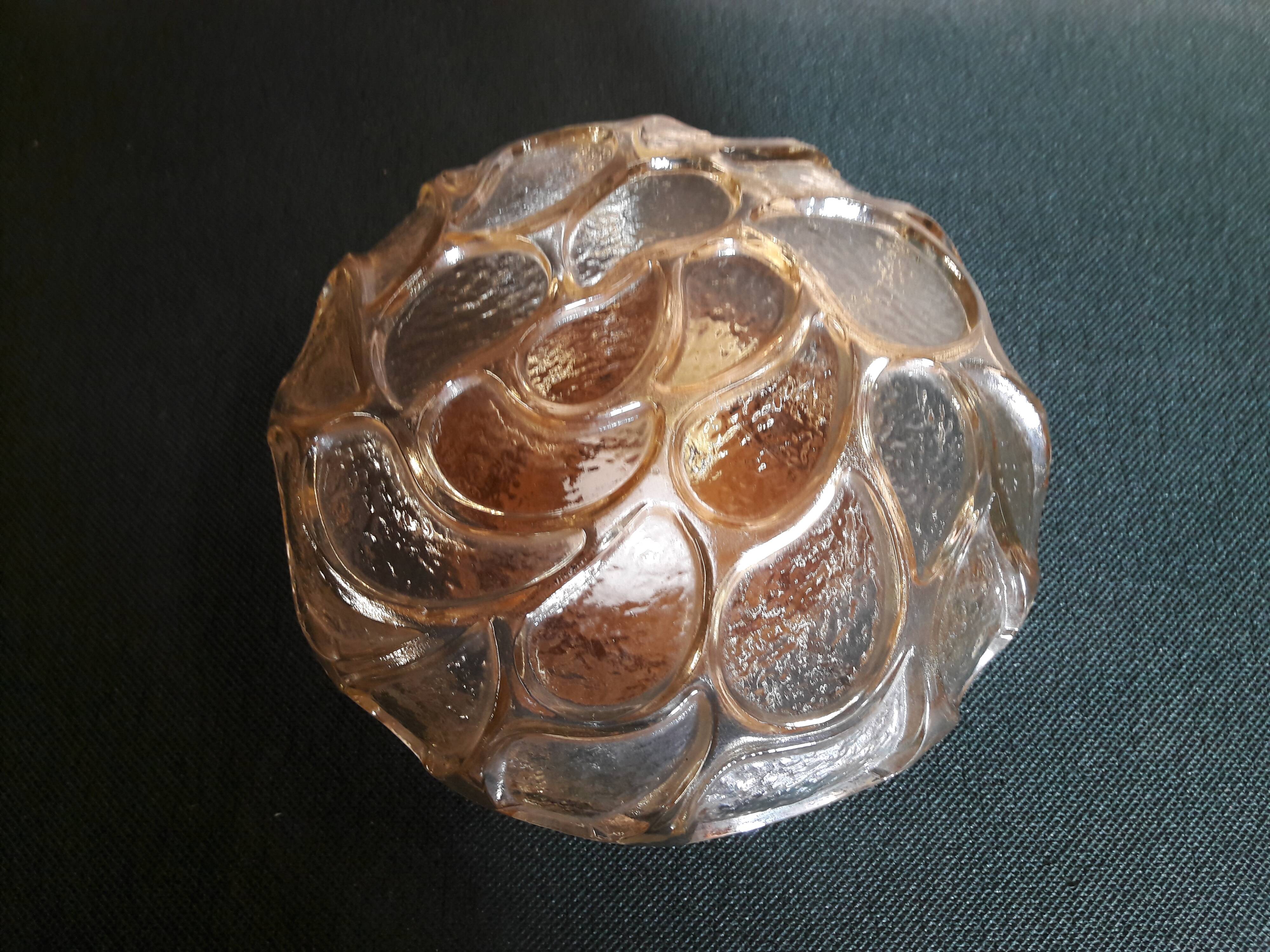 Round amber molded glass ceiling light