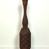 Carved wooden lamp base