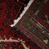 Tapis de couloir vintage en laine rouge à motifs géométriques, style oriental des années 1960