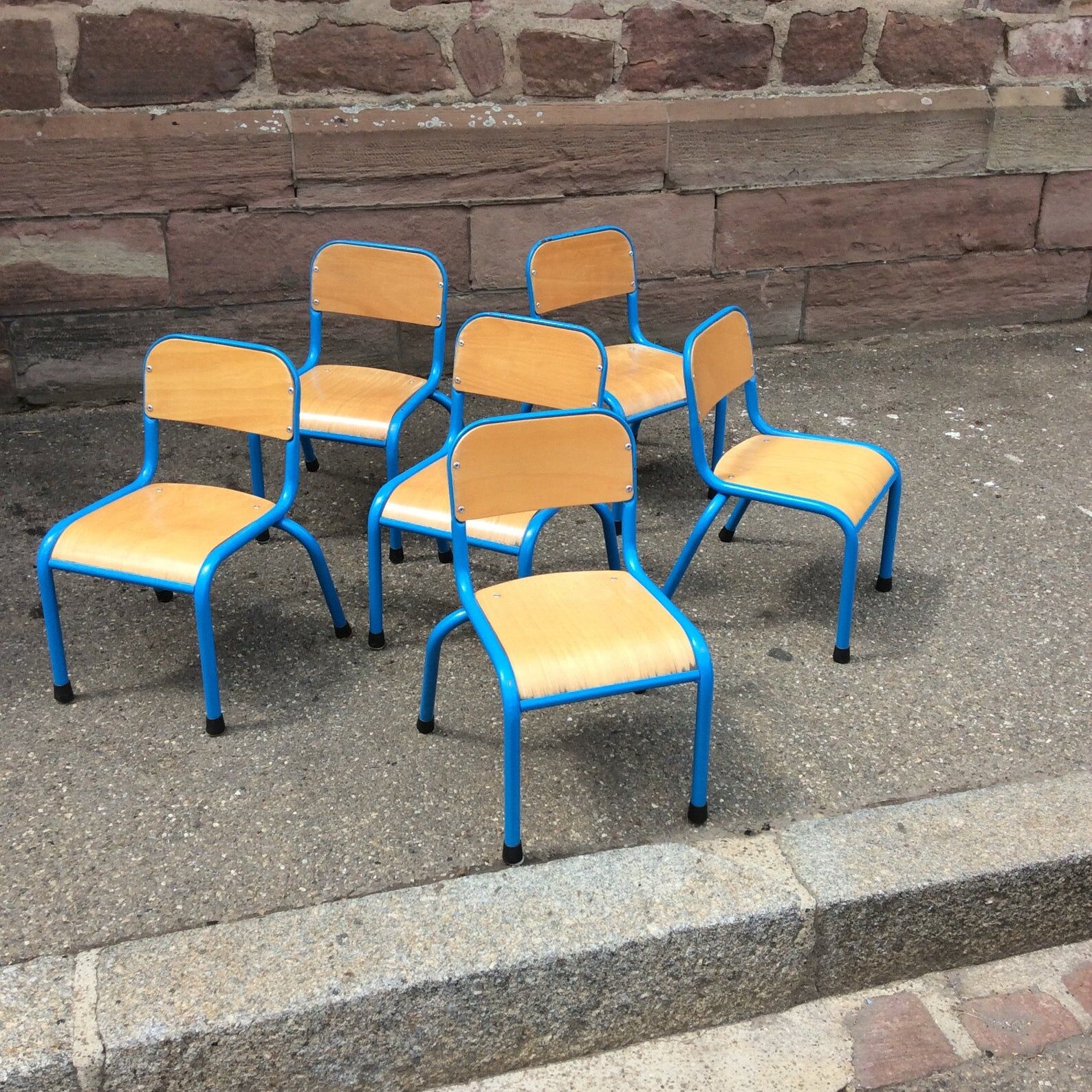 Vintage school children's chair 1970 wood