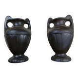 Pair of signed ceramic vases from the art nouveau period circa 1900