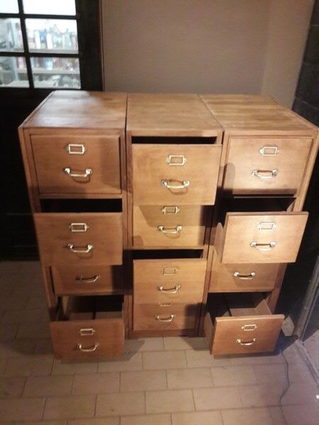 Former furniture of notary in oak 12 drawers 1930