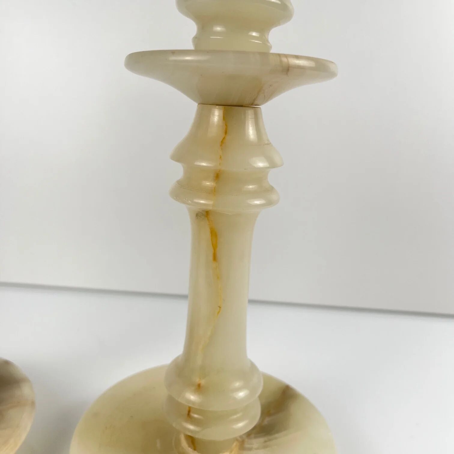Pair of alabaster candlesticks, 20th century