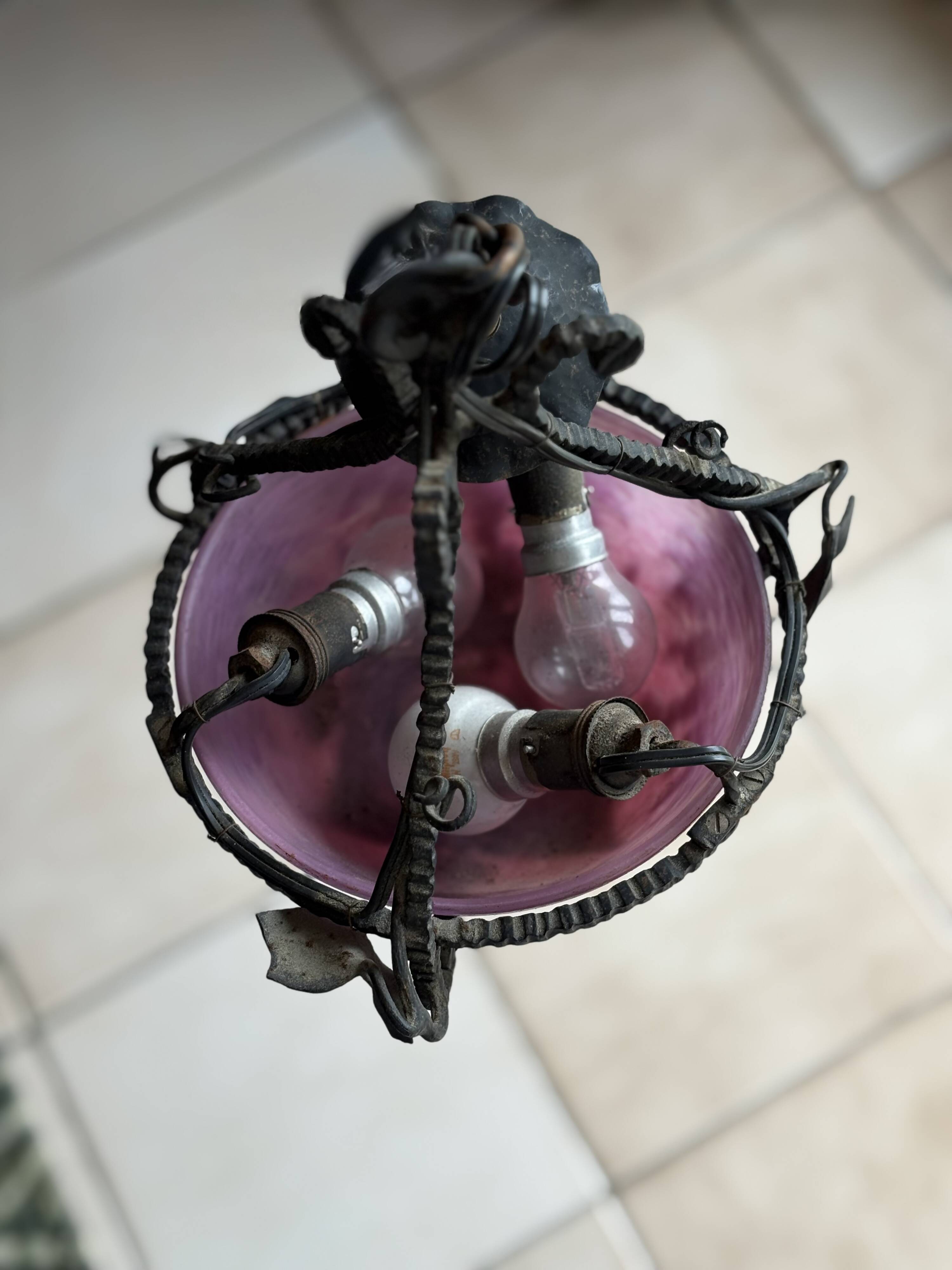 Pair - Edgar Brandt Suspension Lamp