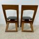 2 old folding chairs in wood and leather, postmodern design from the 80s vintage