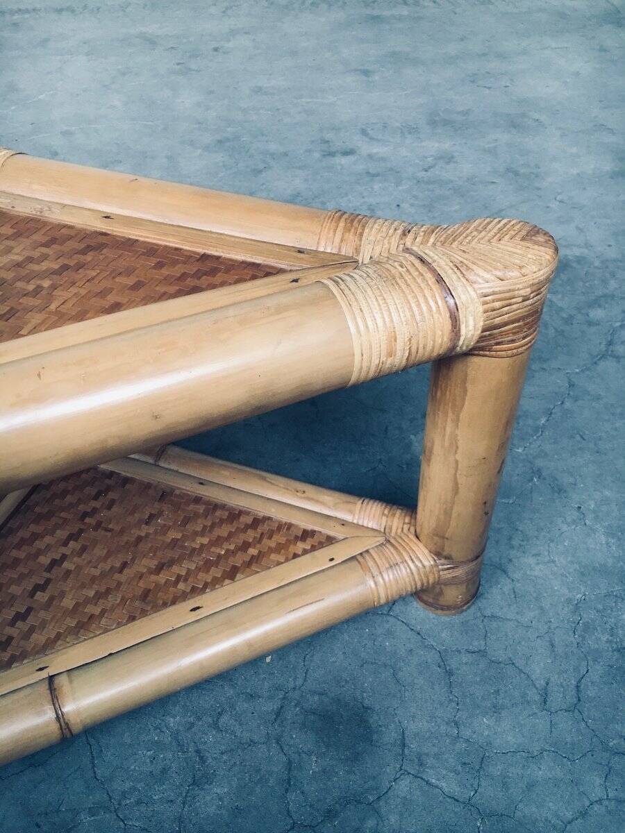 Handcrafted Bamboo Corner Table Set, 1970s, Set of 2