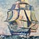 Marine painting oil on canvas old sailboat boat