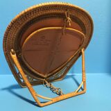 Old vintage wicker rattan mirror