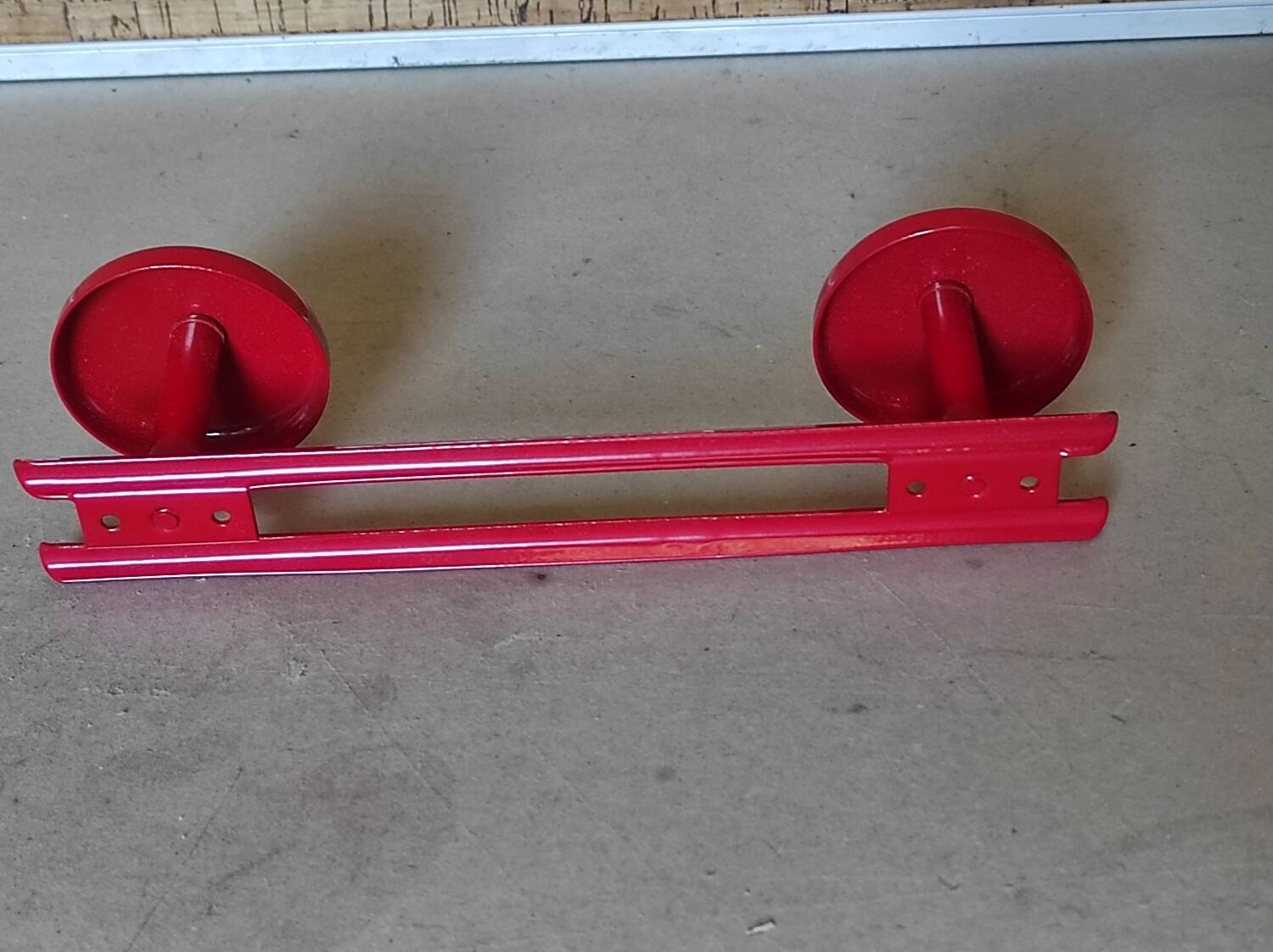 Set of 4 red metal coat hooks