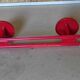 Set of 4 red metal coat hooks