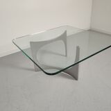 Alu and glass coffee table by KNUT HESTERBERG 1970s