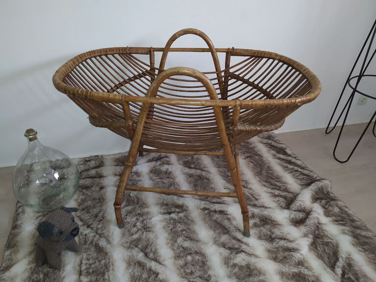 Vintage rattan cradle
