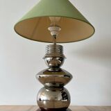 Lampe de table chromée avec abat-jour vert, années 80