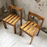 Duo of les arcs mountain pine chairs