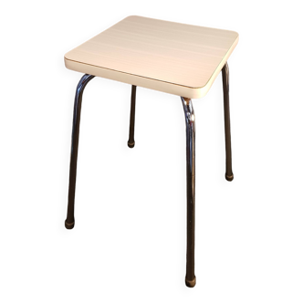 Tabouret vintage en formica blanc