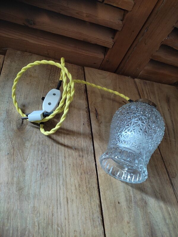 Walker lamp globe tulip starry glass support brass