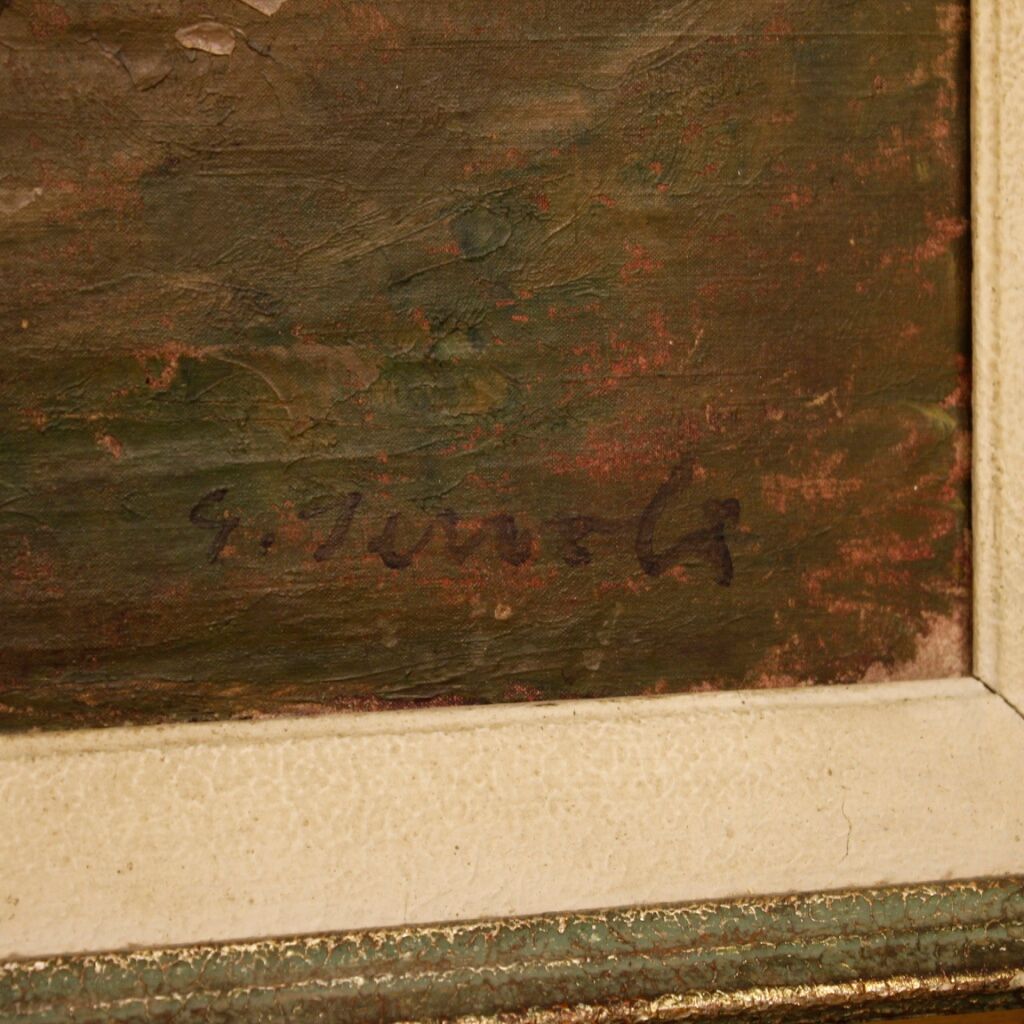 Italian signed mountain landscape painting from 20th century