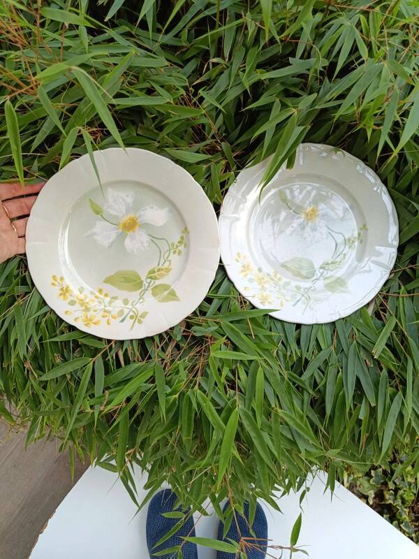 Pair of K&G Lunéville plates, Clématite model