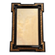 Antique wall mirror in blackened wood and gilded stucco, 19th-century Dutch style.