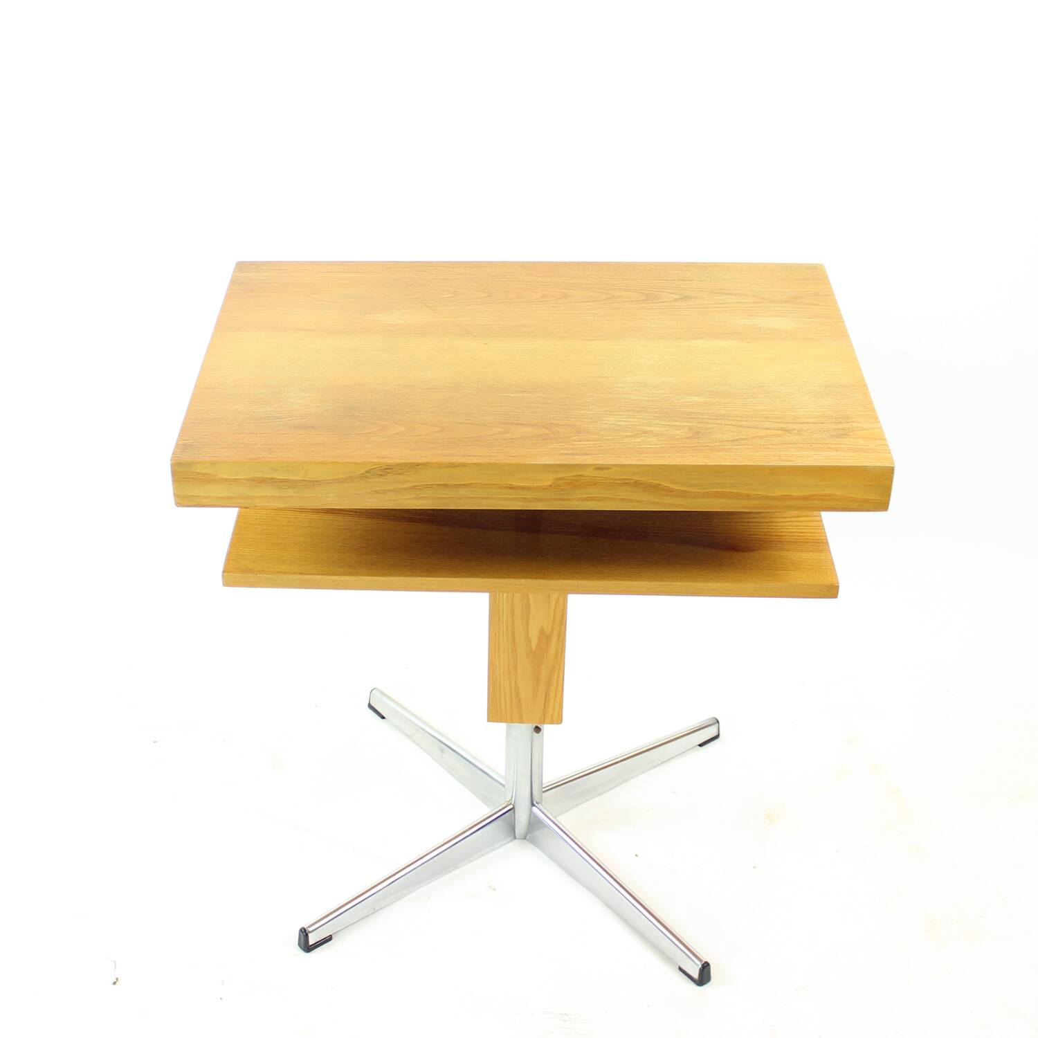 Functionalist Steel And Ash Wood Swivel Coffee Table, 1960s