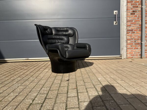 2x Chaise Joe Colombo Elda Longhi noir sur noir, état showroom !