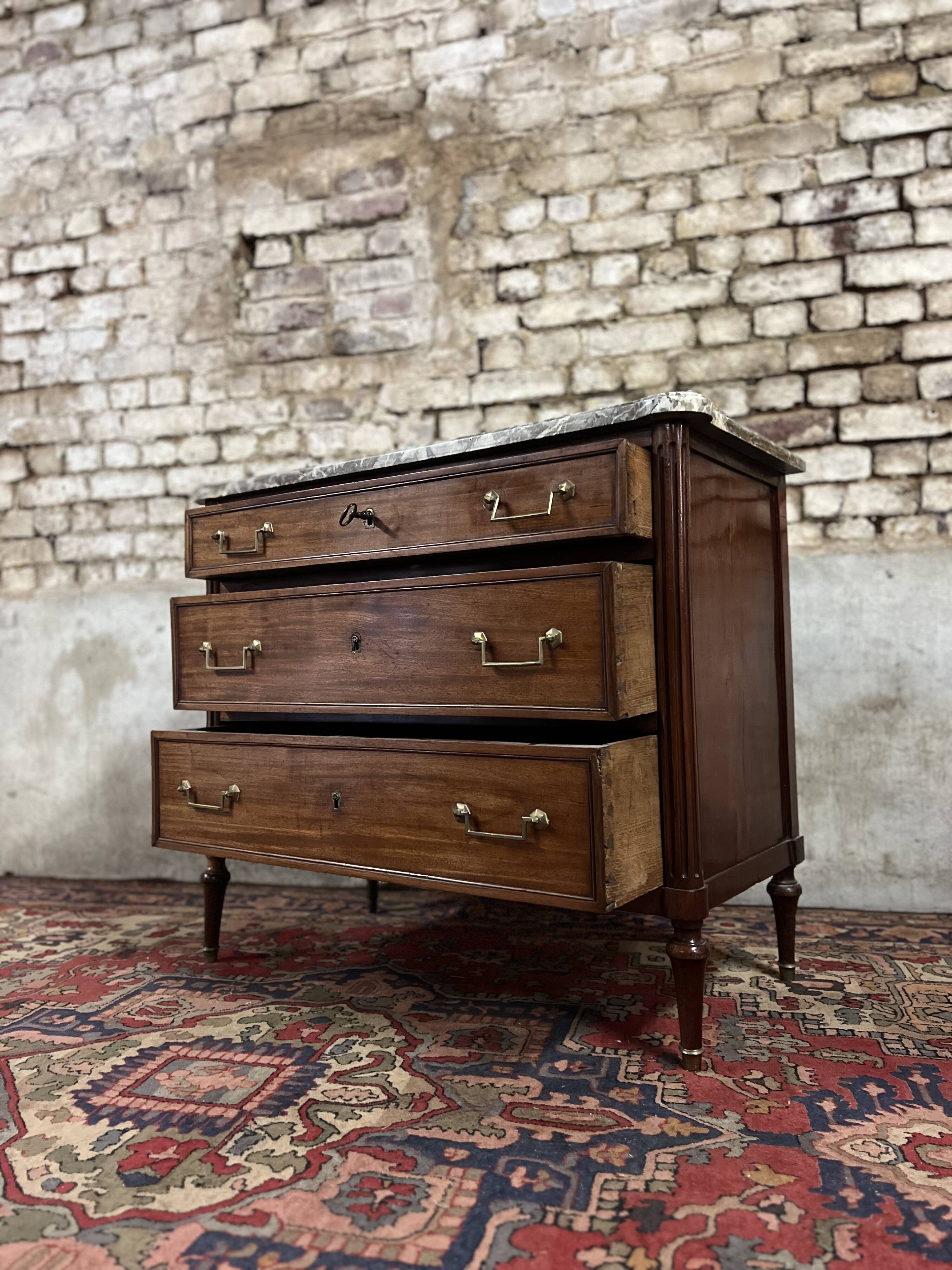 Mahogany Commode From Louis XVI XVIII Eme Century