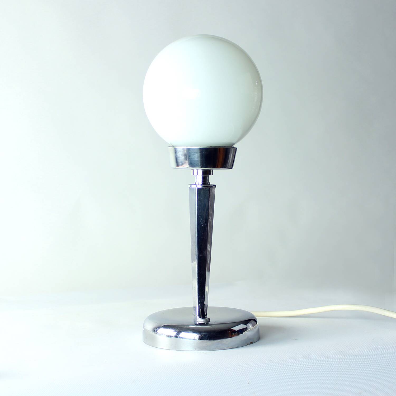 Art Deco table lamp in chrome and glass, Czechoslovakia 1940s