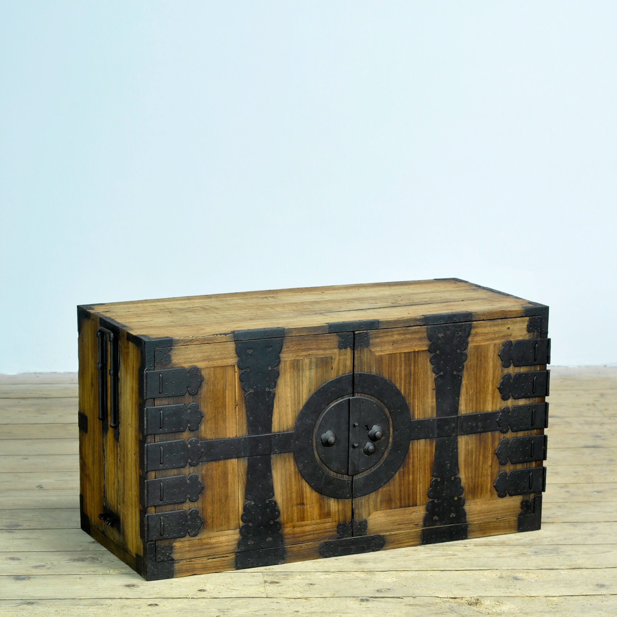 Japanese Meiji-period Choba Tansu chest with hand-forged iron fittings, circa 1880