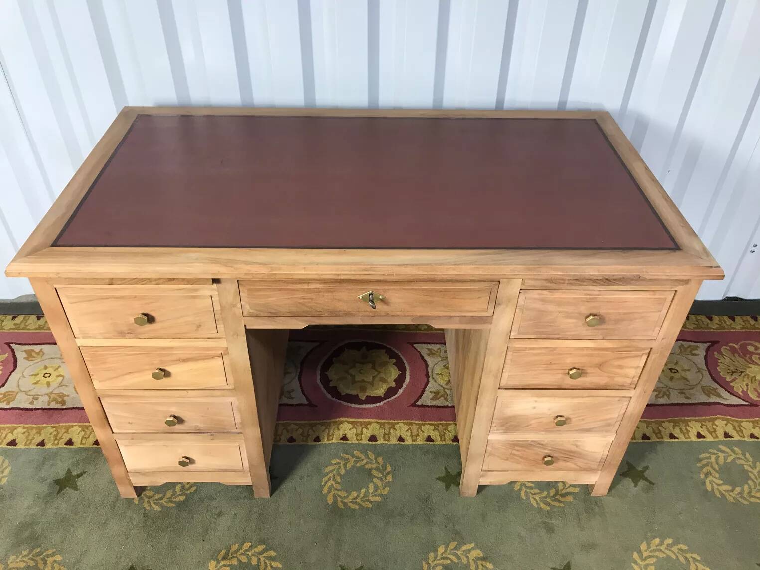 Art Deco administrative desk with walnut solid wood panels, restored.