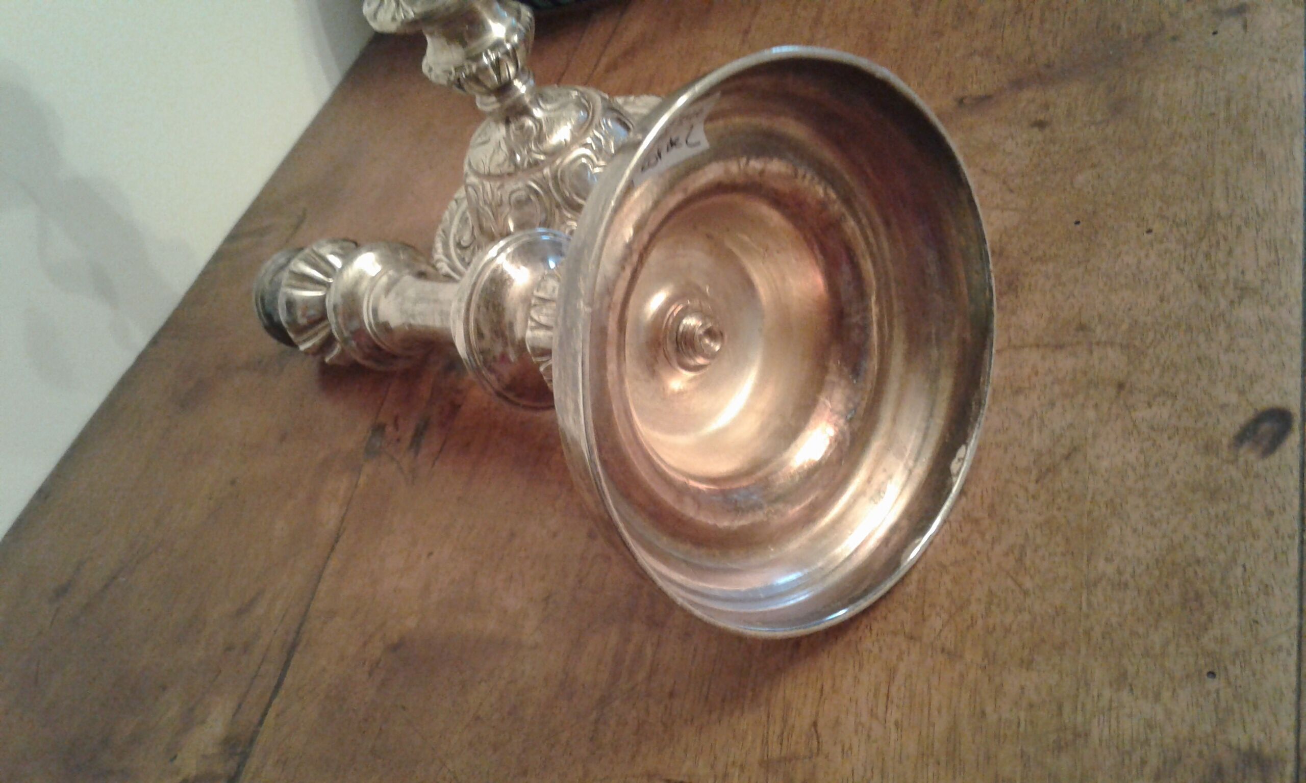 Pair Silver bronze bougeoirs. Loui XIV style. late 19th