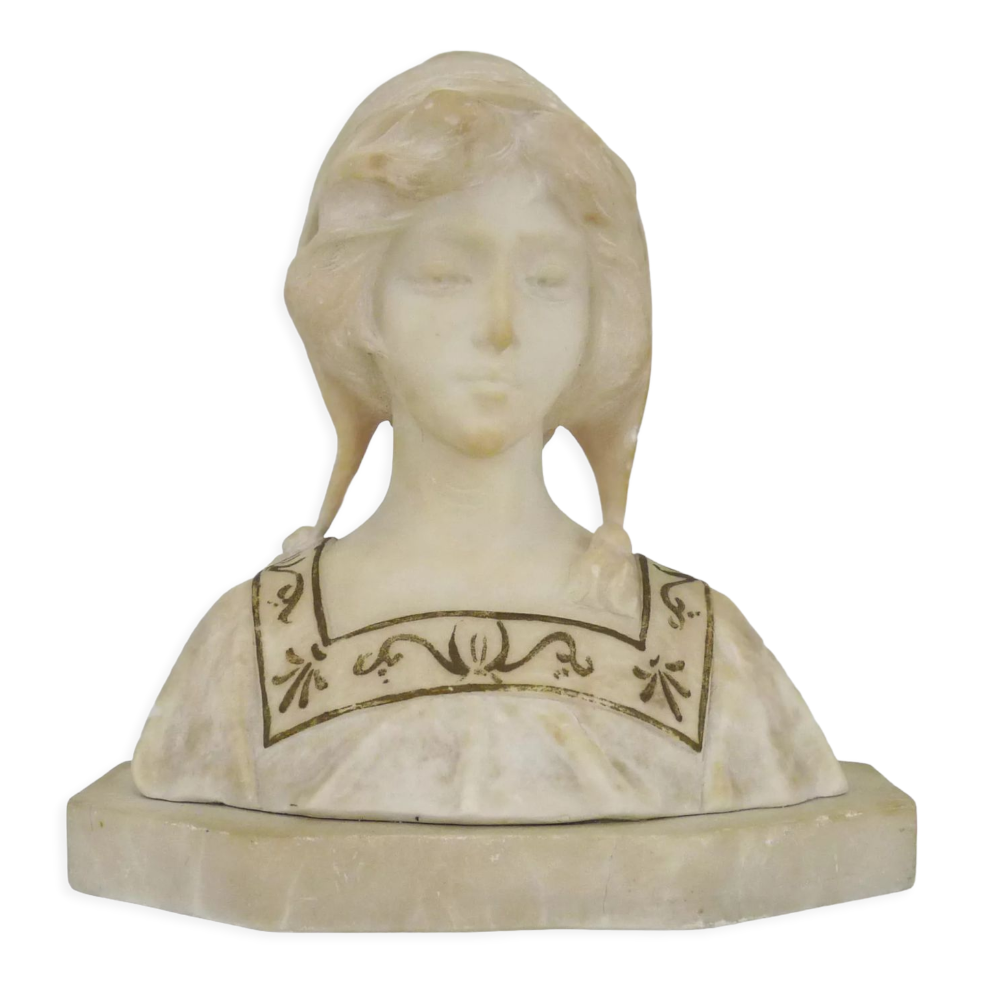 Sculpture Adolfo Cipriani (1880-1930) bust woman alabaster marble