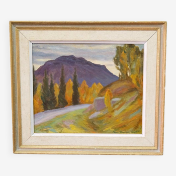 Steen Flemming (1897-1977), peinture impressionniste suédoise, 1948, huile sur panneau, encadrée.