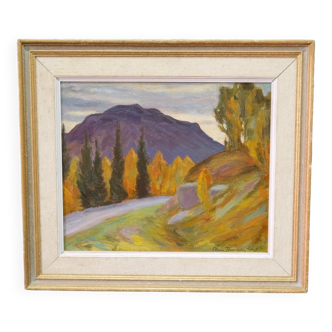 Steen Flemming ( 1897-1977 ), Swedish Impressionist Painting, 1948, Oil on Panel, Framed.